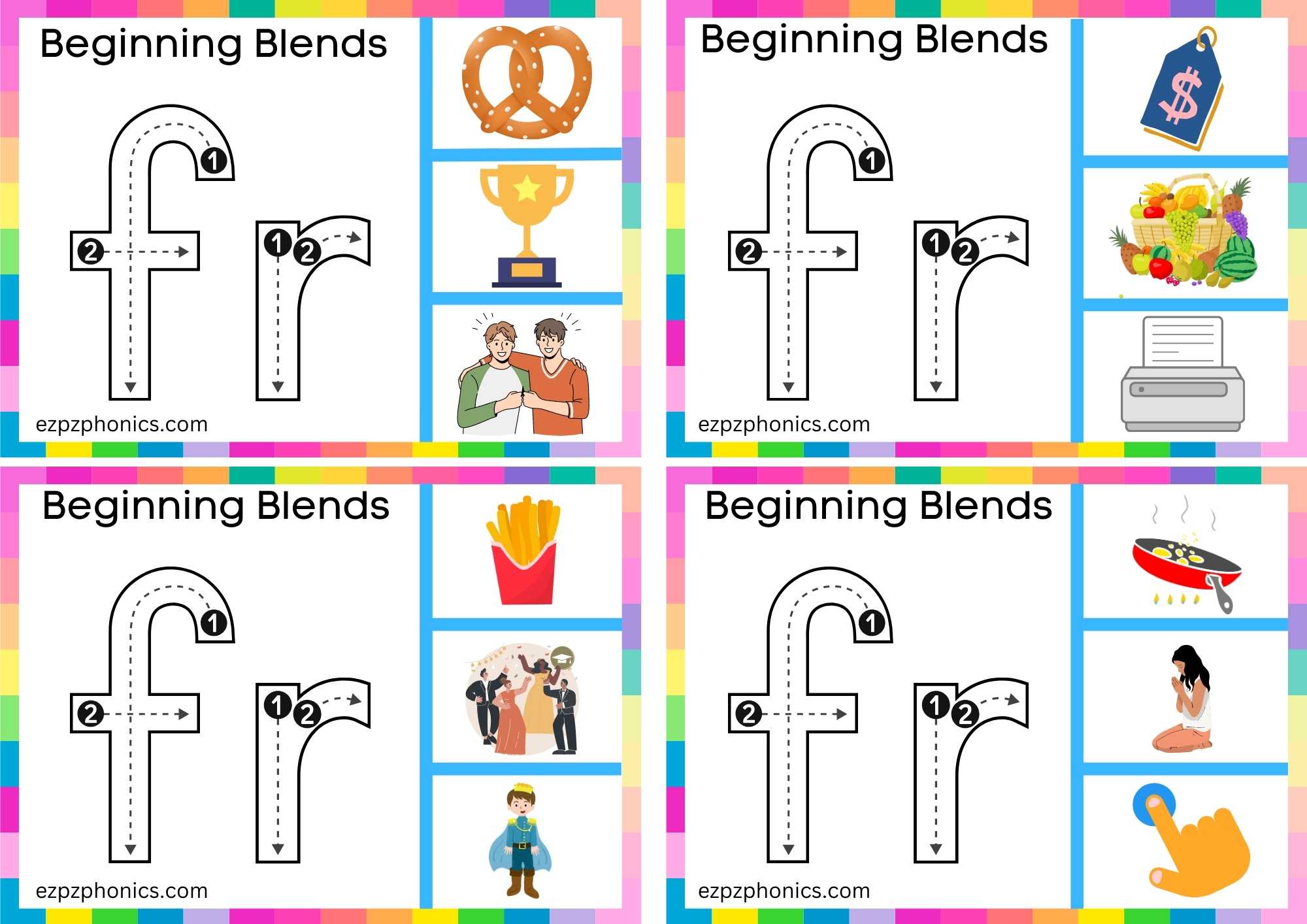 FR Beginning Blends Clip Cards Trace The Letters And Clip The Correct Images Set 1
